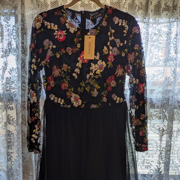 Embellished Floral Tuille Gown - Picture 1 of 2